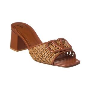 VALENTINO GARAVANI VLOGO 60 Embellished Raffia And Leather Mules